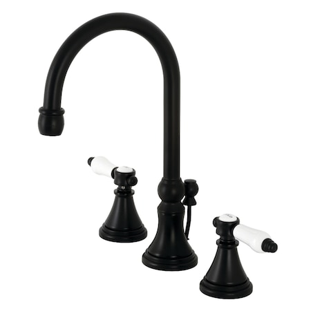 Kingston Brass KS2980BPL Bel Air Widespread Bathroom Faucet W/Brass Pop-Up, Matte Blk KS2980BPL
